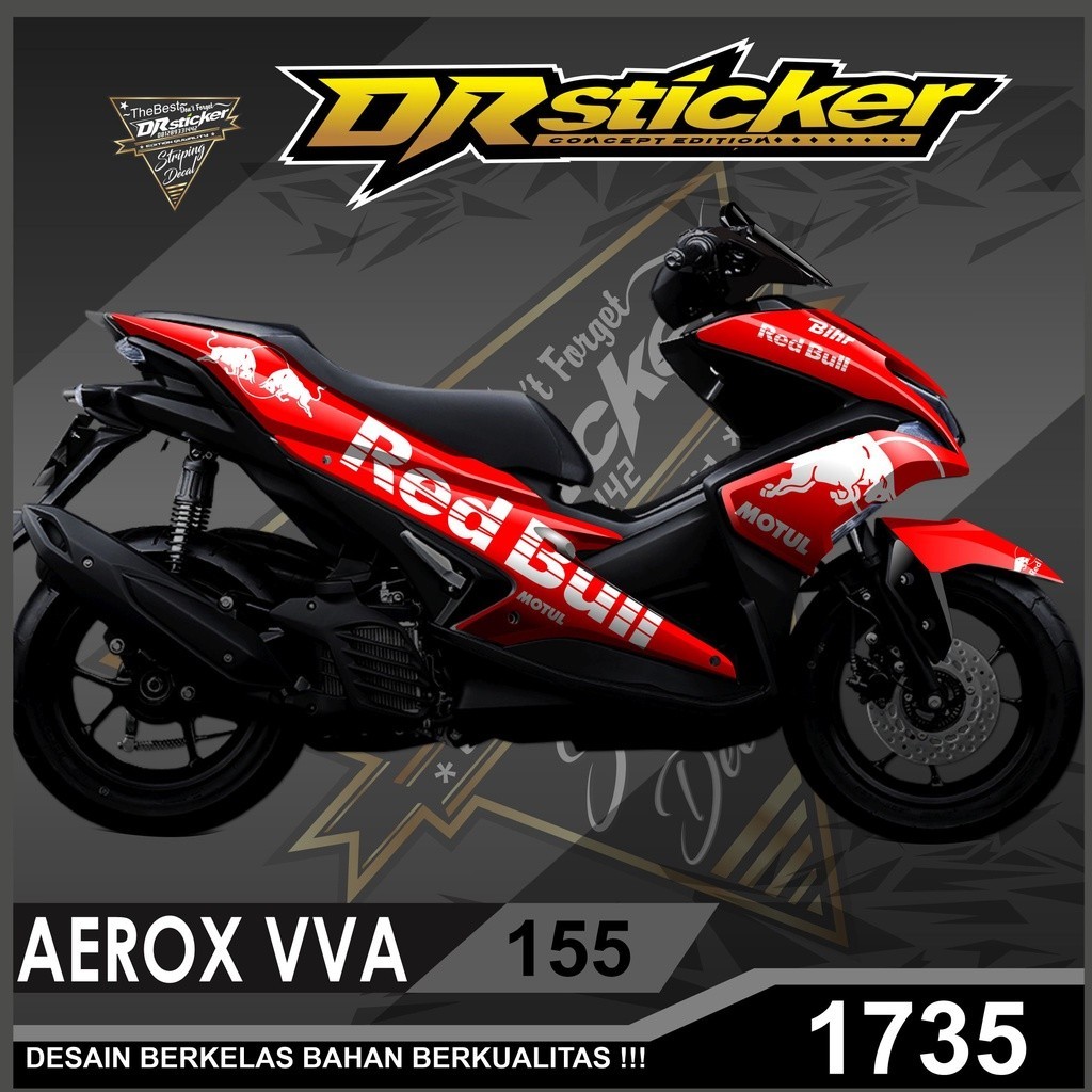 Stiker aerox 155 full body design red  bull stiker sepeda motor decal aerox vva 155  stiker aerox