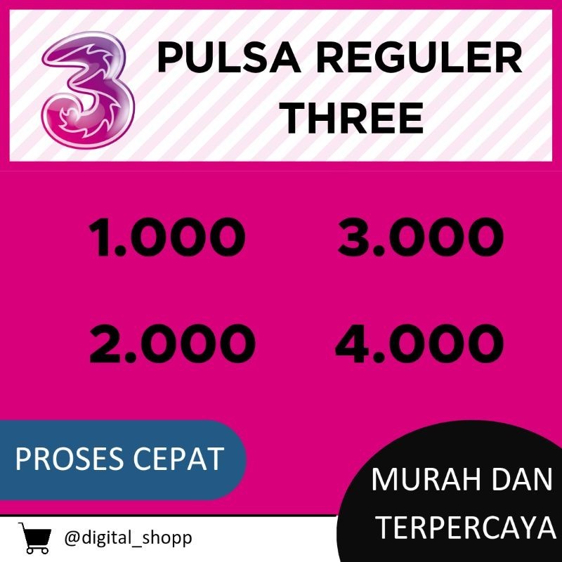 Pulsa Tri Three Murah 1k 2k 3k 4k