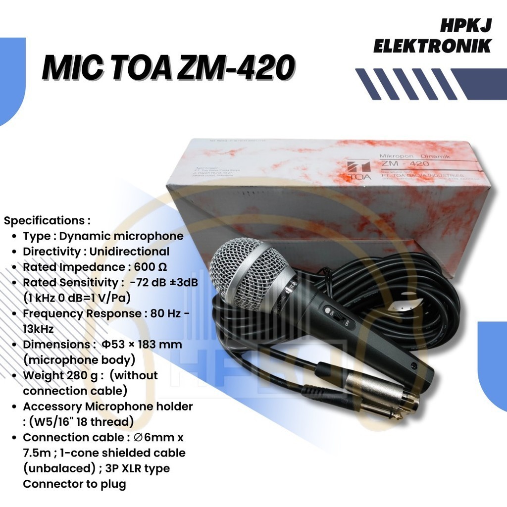 MICROPHONE KABEL TOA ZM-420 Mic Kabel Dynamic TOA ZM 420