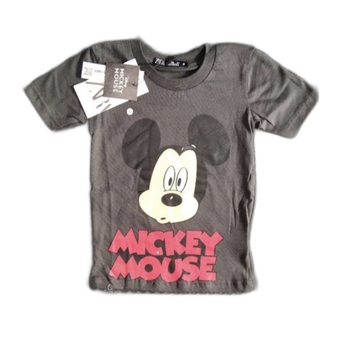 BAJU KAOS TSHIRT ZARA MICKEY GREY ANAK LAKI LAKI / PEREMPUAN UNISEX