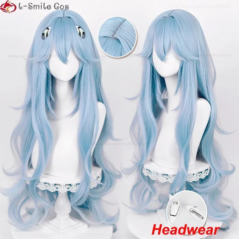 Wig Cosplay Ayanami Rei Panjang 100Cm EVA Anime Kualitas Tinggi Rambut Keriting Biru Sian Wig Pesta 
