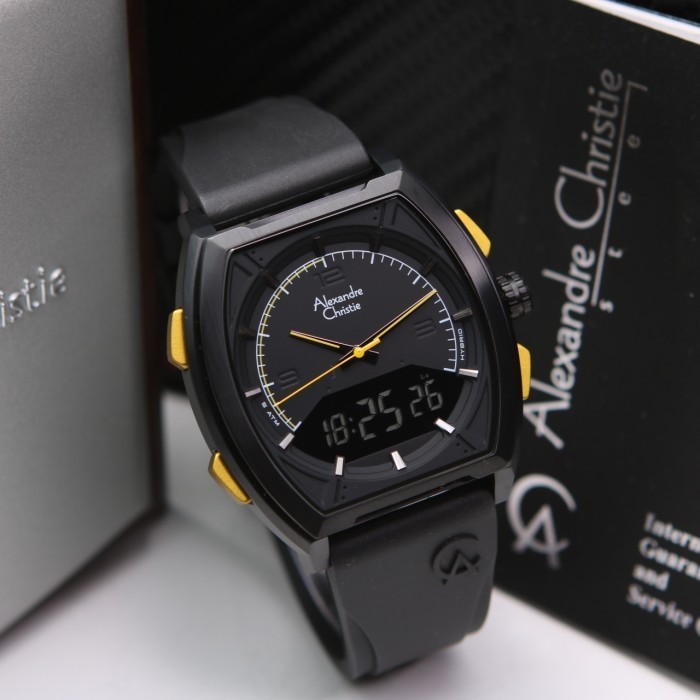 ALEXANDRE CHRISTIE AC9390 / AC 9390 BLACK YELLOW DOUBLE TIME PRIA ORI