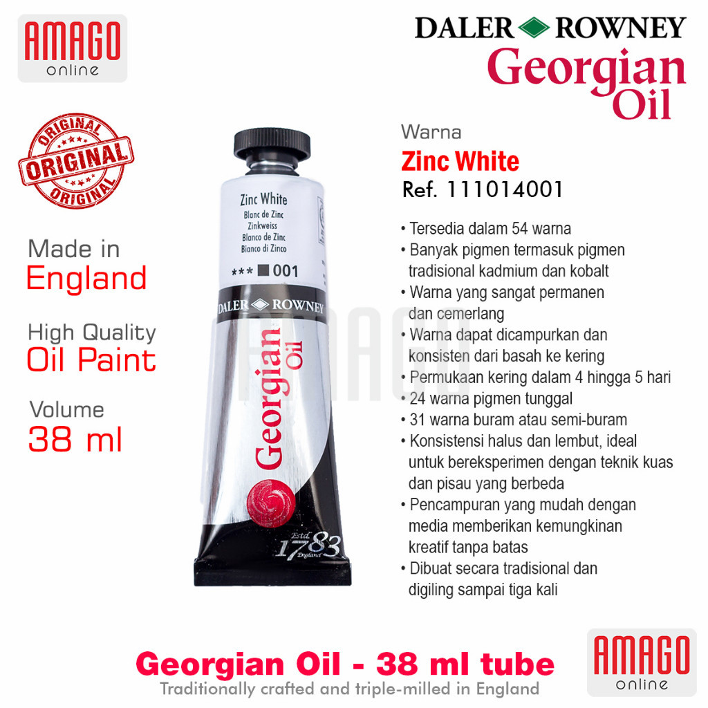 

Cat Minyak Lukis DALER-ROWNEY Georgian Oil 38 ml - Zinc White - 111014001