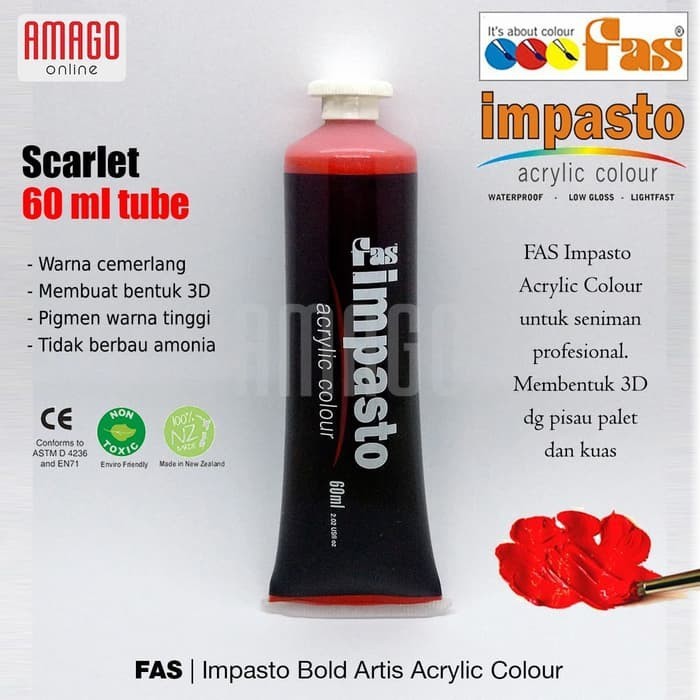 

Cat Akrilik Lukis FAS Impasto Acrylic Professional Paint - 60 ml - Scarlet