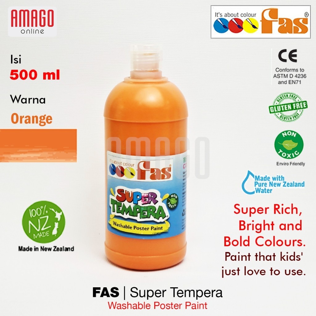 

Cat Poster Lukis FAS Super Tempera Washable Poster Paint - 500 ml - Orange - 013