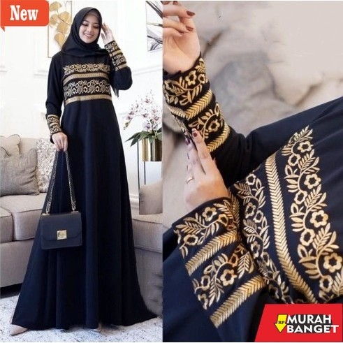 abaya lebaran ala Turkey- Anisa Abaya / Gamis Bordir Wanita / Gamis Abaya Muslimah / Baju Muslim / S