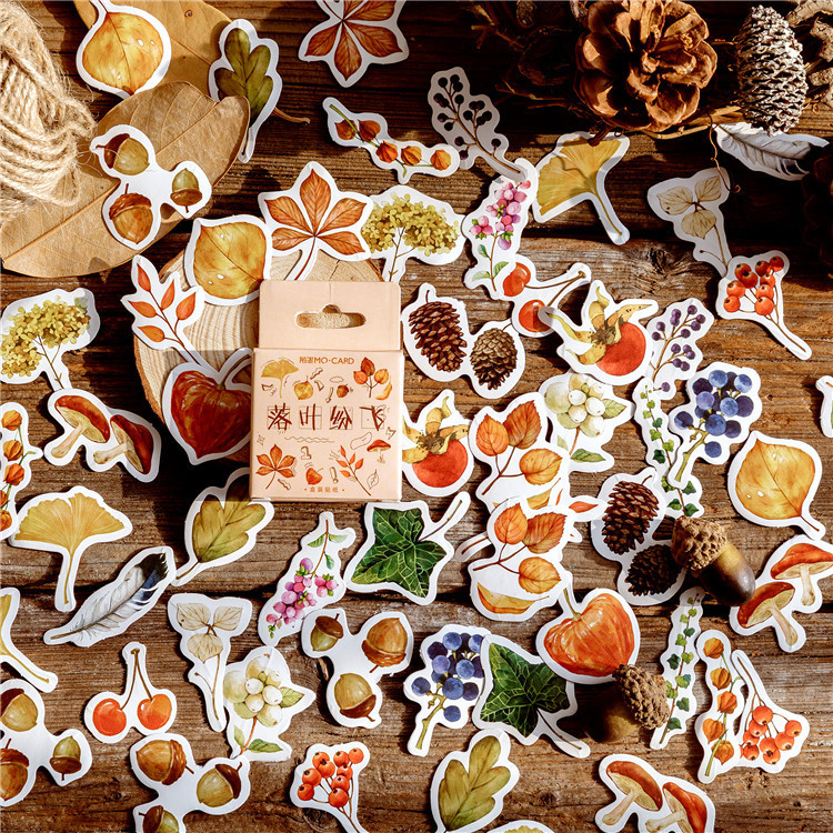 

Fallen Leaf Series Alat Tulis Scrapbooking Tangan Akun Dekoratif DIY Label Buku Harian Alat Tulis Album Stiker Jurnal