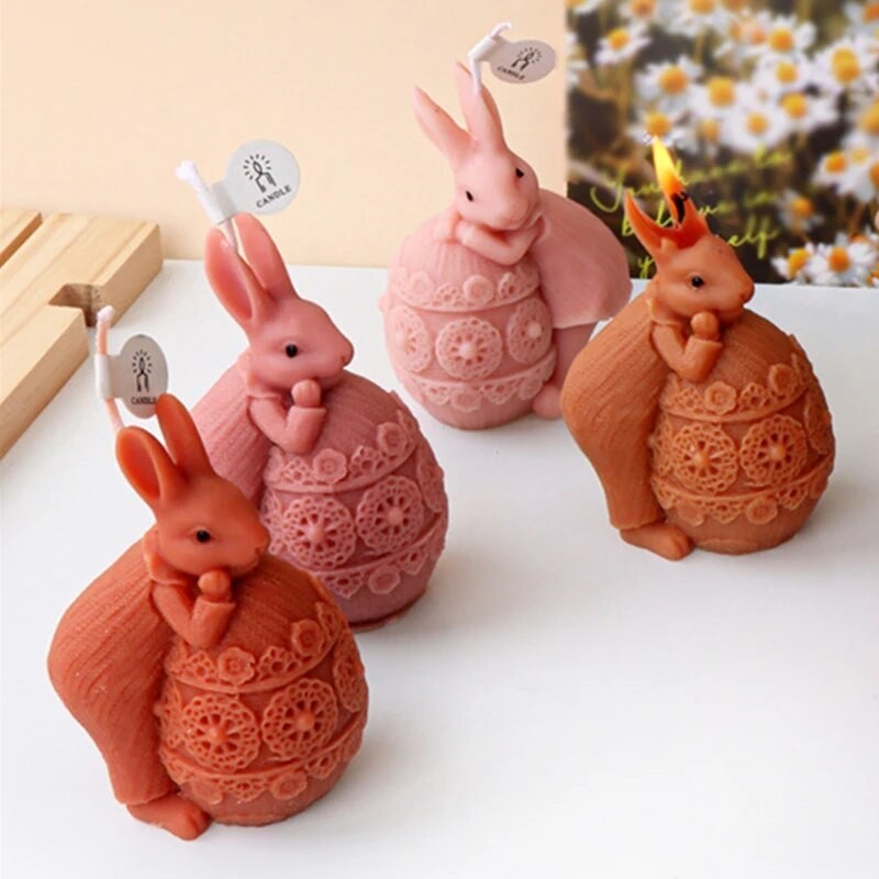 

Cute Easter Rabbit Silicone Mold Diy Dripping Resin Animal Crafts Making Aromatherapy Plaster Candle Soap Mould Home Decoration