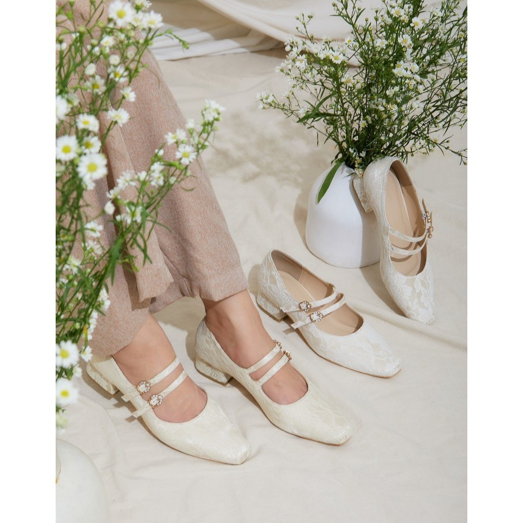 Vimemo Lumiere - Sepatu Heels Acara Pesta Wedding | Heels Mary Jane 3cm