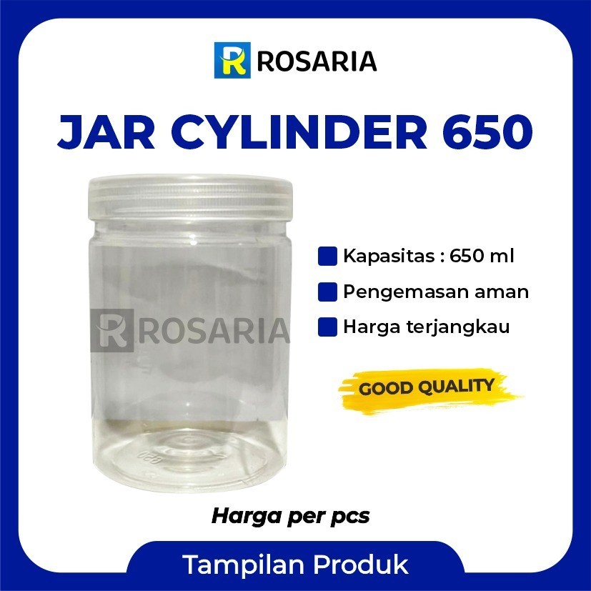 JAR CYLINDER 650 ML merk SJP Toples Tabung Plastik Bening Tranparan Kue Kering