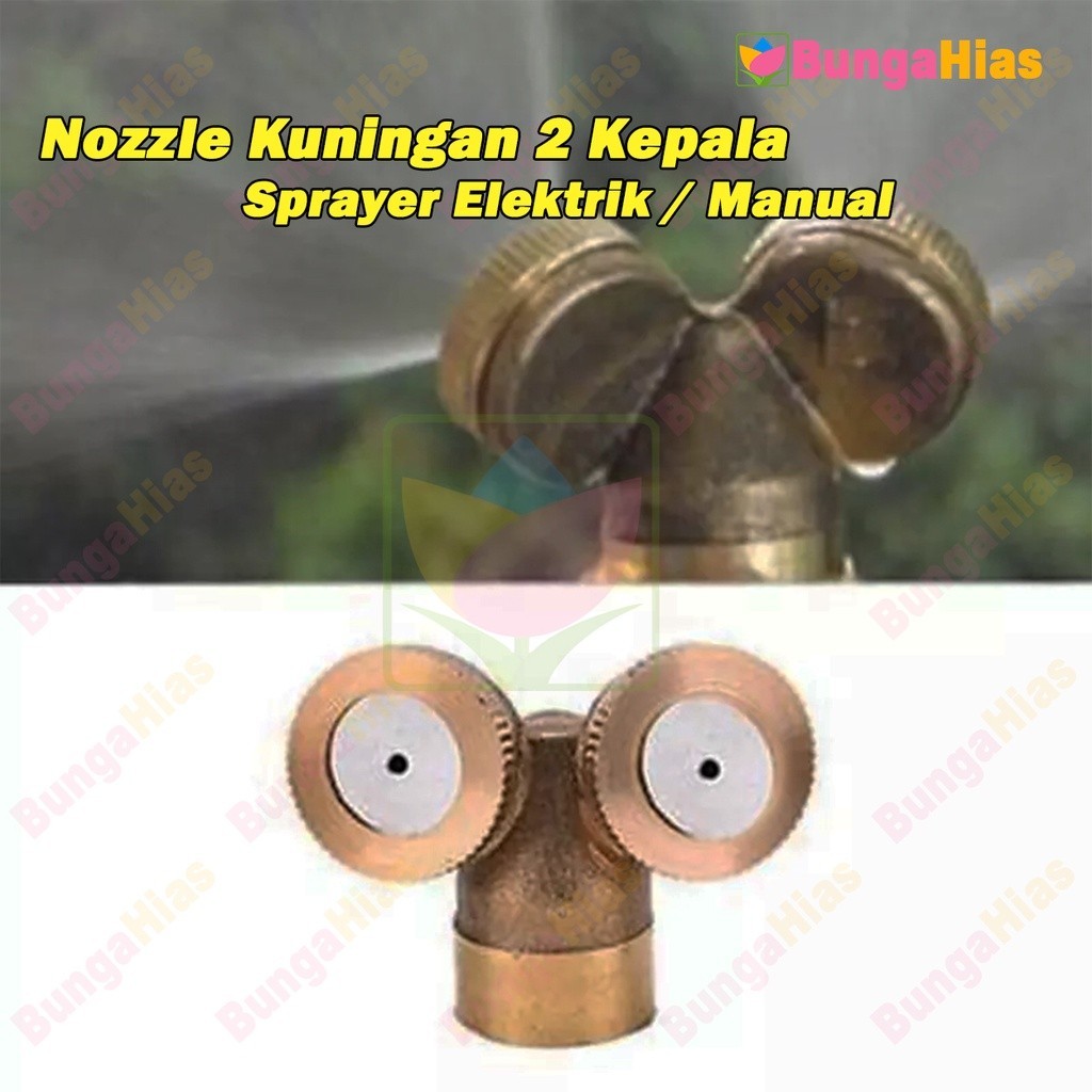 Nozzle 2 Kepala Sprayer Kuningan Spuyer Elektrik Manual Kompresor Hama SPR-106