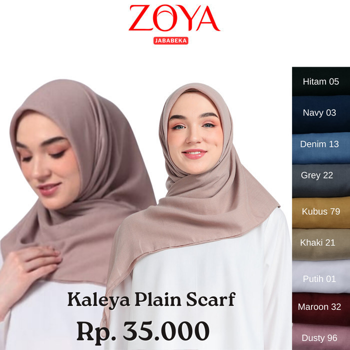 ZOYA New Kaleya Plain Scarf Kerudung Hijab Jilbab Segi Empat Polos - Hitam, polos