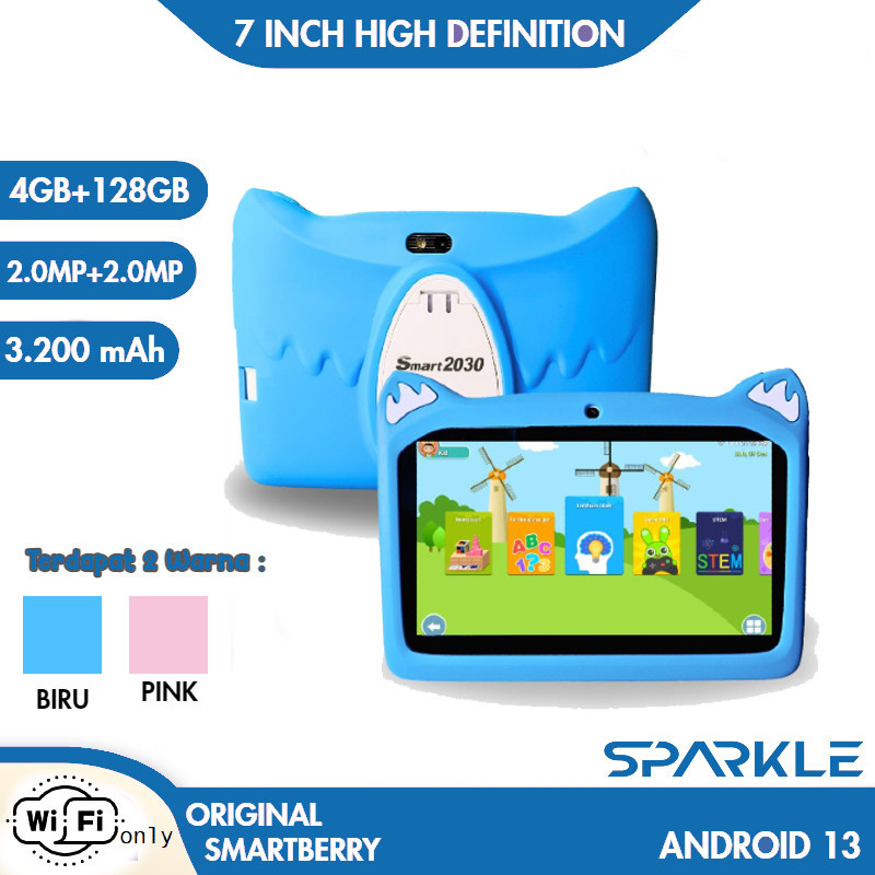 ( BISA COD ) TABLET EDUKASI UNTUK ANAK BELAJAR BONUS BANYAK ITEM RAM 4GB ROM 64GB SMARTBERRY B88 / T