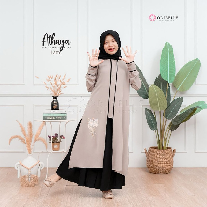 VL78YG Athya Tunik Set + Rok Usia 10-15 Tahun Gamis Anak Remaja Perempuan Usia Tanggung Ootd Baju Ko