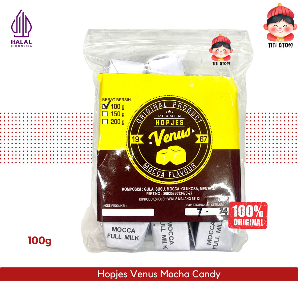 

Hopjes Venus Caramel Mocca Mocha Milk Susu Candy Permen Jadul 100g