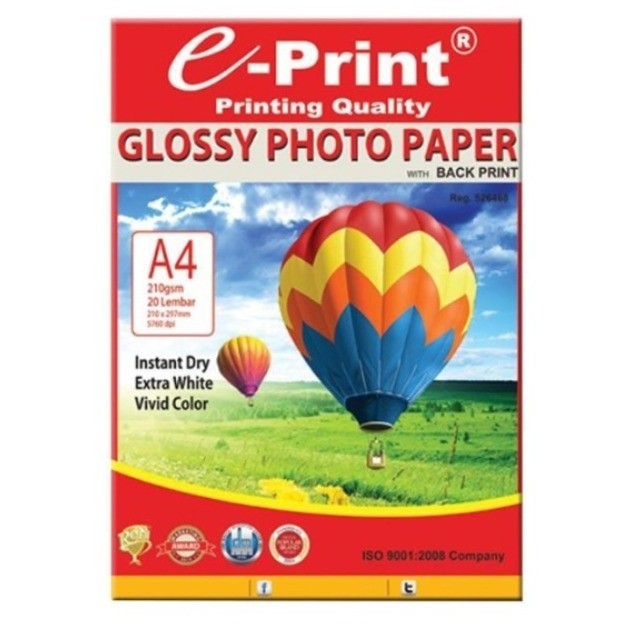 

Glossy Photo Paper A4 210gsm Back Print / Kertas Foto Glossy