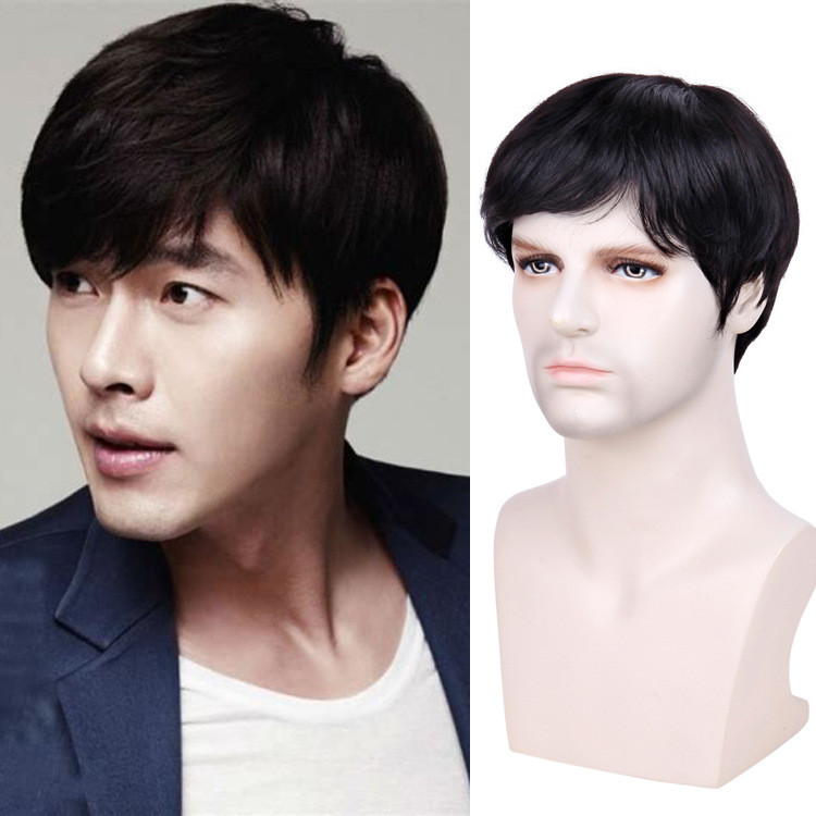 wig kepala penuh pria, poni rambut pendek wig pria -COD