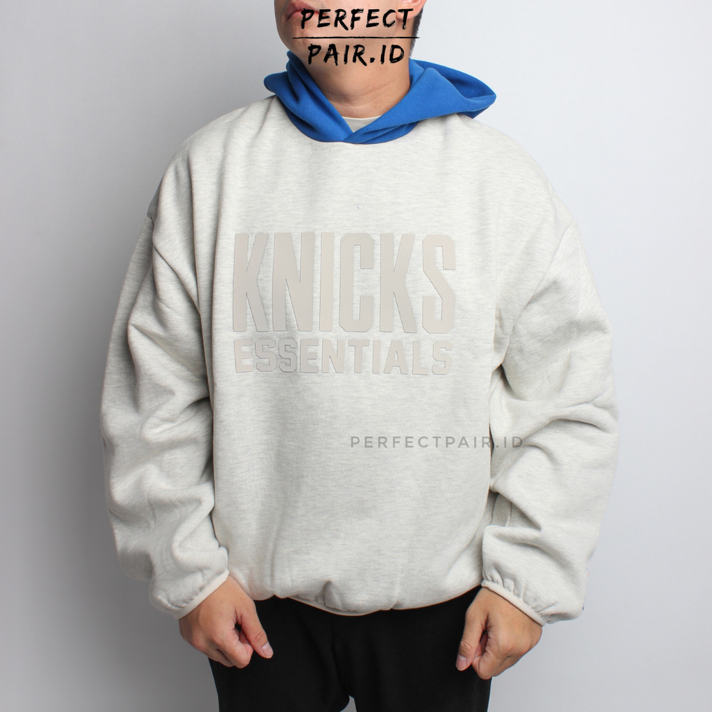Fear of God Essentials NBA Knicks Grey Blue Hoodie 100% Original