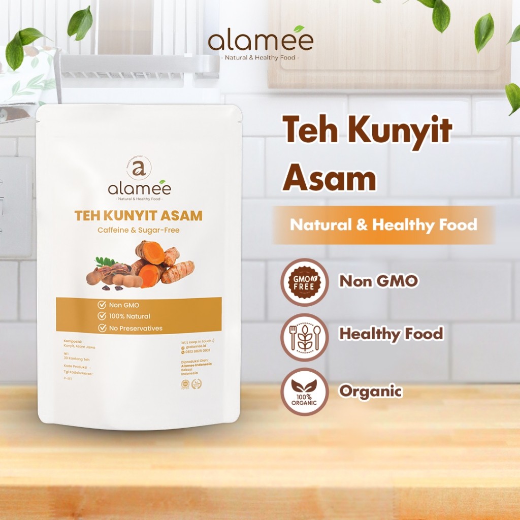 

ALAMEE Teh Asam Kunyit Termeric Tamarind Tea Bag Minuman Teh Celup Herbal Alami Isi 30