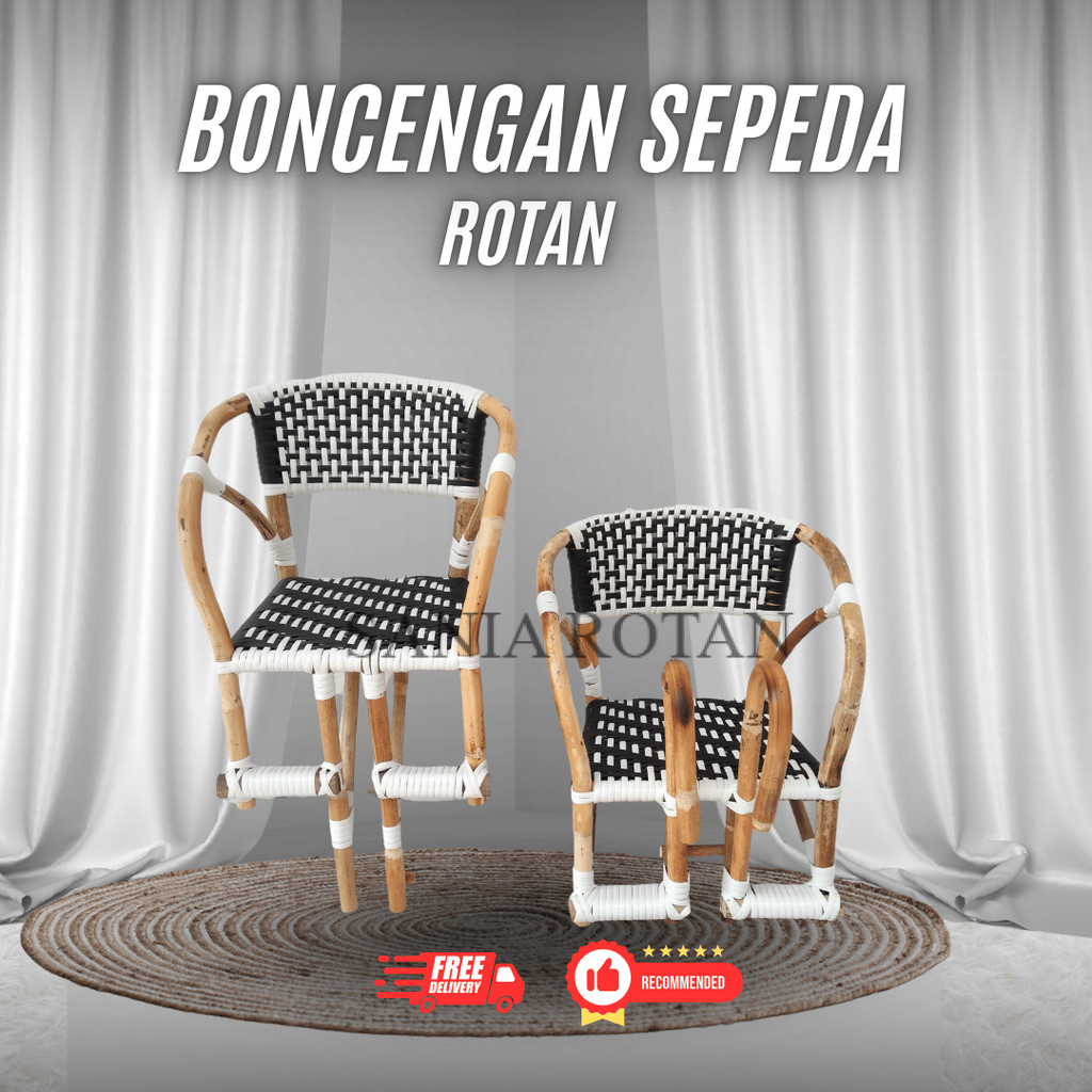 Dudukan Sepeda Anak dari Rotan – Boncengan Stang Sepeda, Cocok untuk Sepeda Wanita & MTB