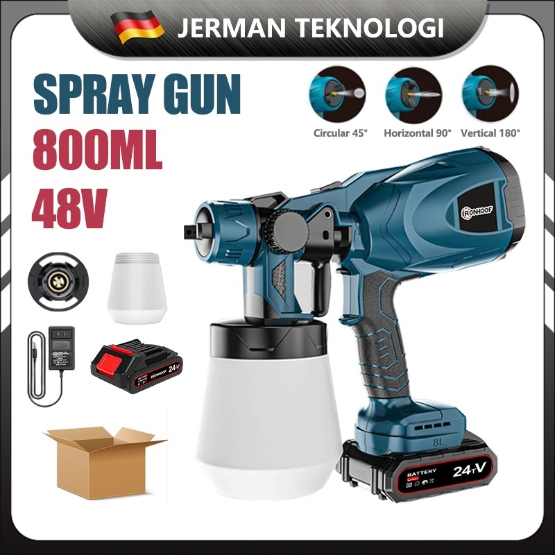 

Spray gun electric Cordless 48V penyemprot 800ML kuantitatif Alat penyemprotan cat