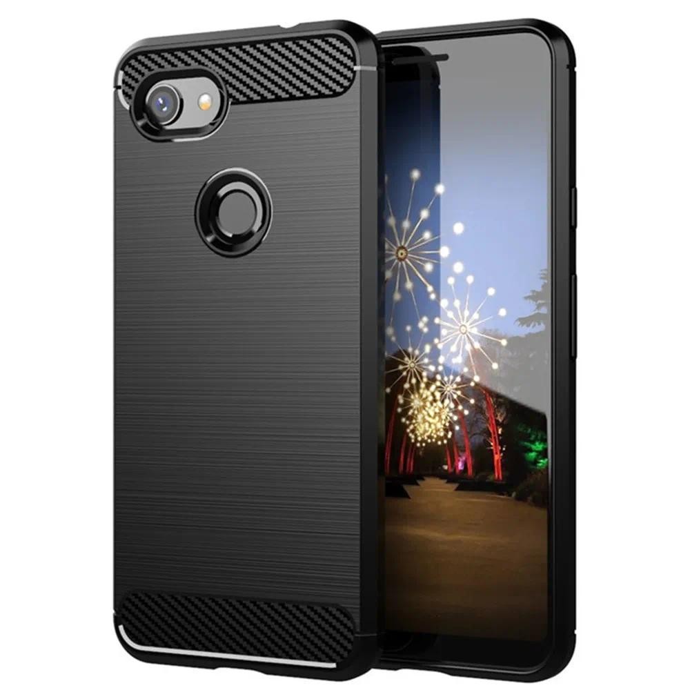 Untuk Google Pixel 3A Google Pixel 3A XL Casing Ponsel Serat Karbon Lembut TPU Silikon Anti-sidik ja