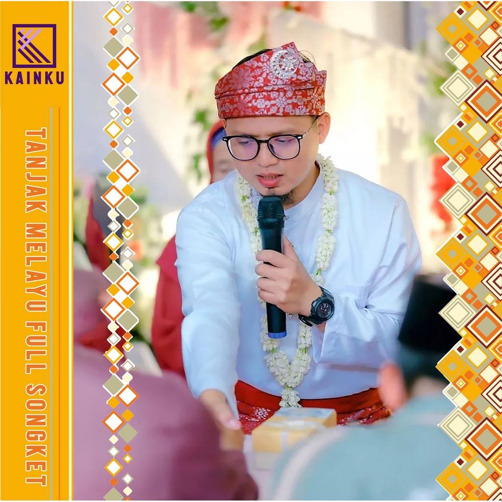 TANJAK MELAYU FULL SONGKET IKAT KEPALA MELAYU PREMIUM DENGAN ORNAMEN KHAS MELAYU BUDAK MELAYU RIAU