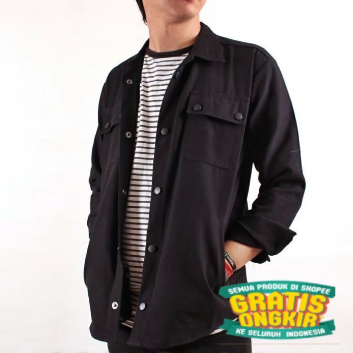 TPK/Semi Parka Kemeja Parka Pria Original Distro Bandung Hitam - Hitam, M/ bsar jumbo mantel jashuja