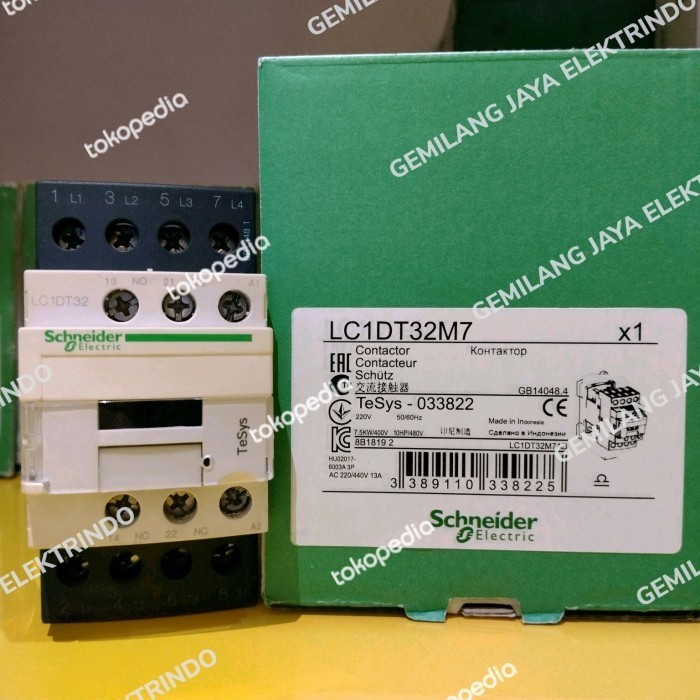 KONTAKTOR/CONTACTOR SCHNEIDER LC1DT32M7 4P 32A 220V SCHNEIDER ORIGINAL