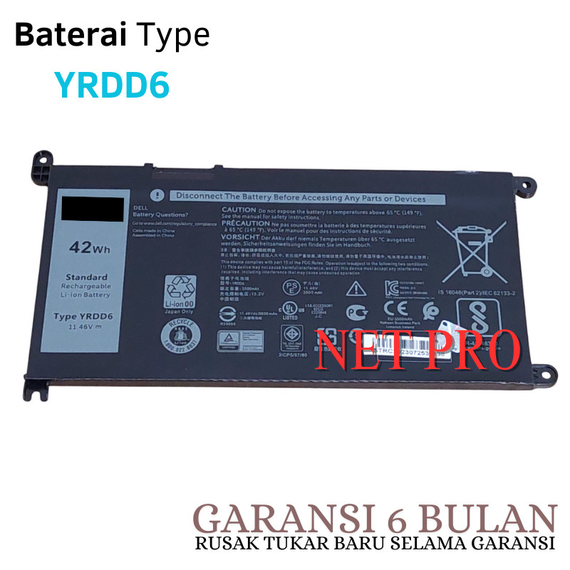 Baterai Laptop Dell Latitude 3400 3300 3500 3510 3401 3501 3410 YRDD6 -NP