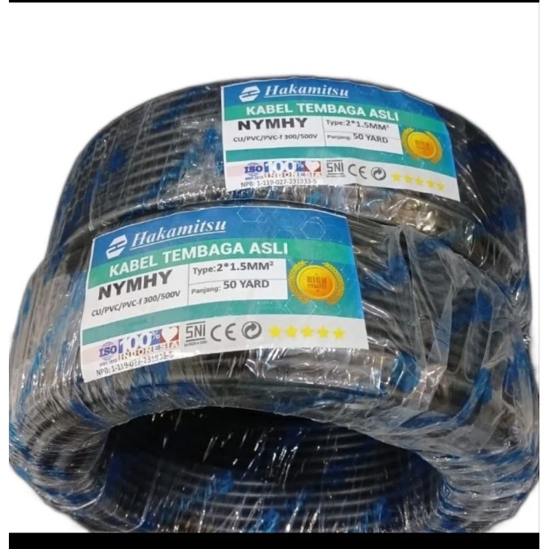 HAKAMITSU - Kabel Serabut NYM/ NYY HYO 2x1.5 SNI 50Y Kabel Serabut