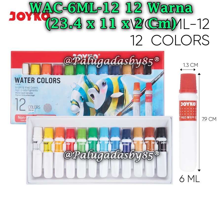 

(1 Set) GROSIR Cat Air JOYKO WAC-6ML-12 12 Warna / Cat Air Water Color Joyko WAC-6ML WAC-6