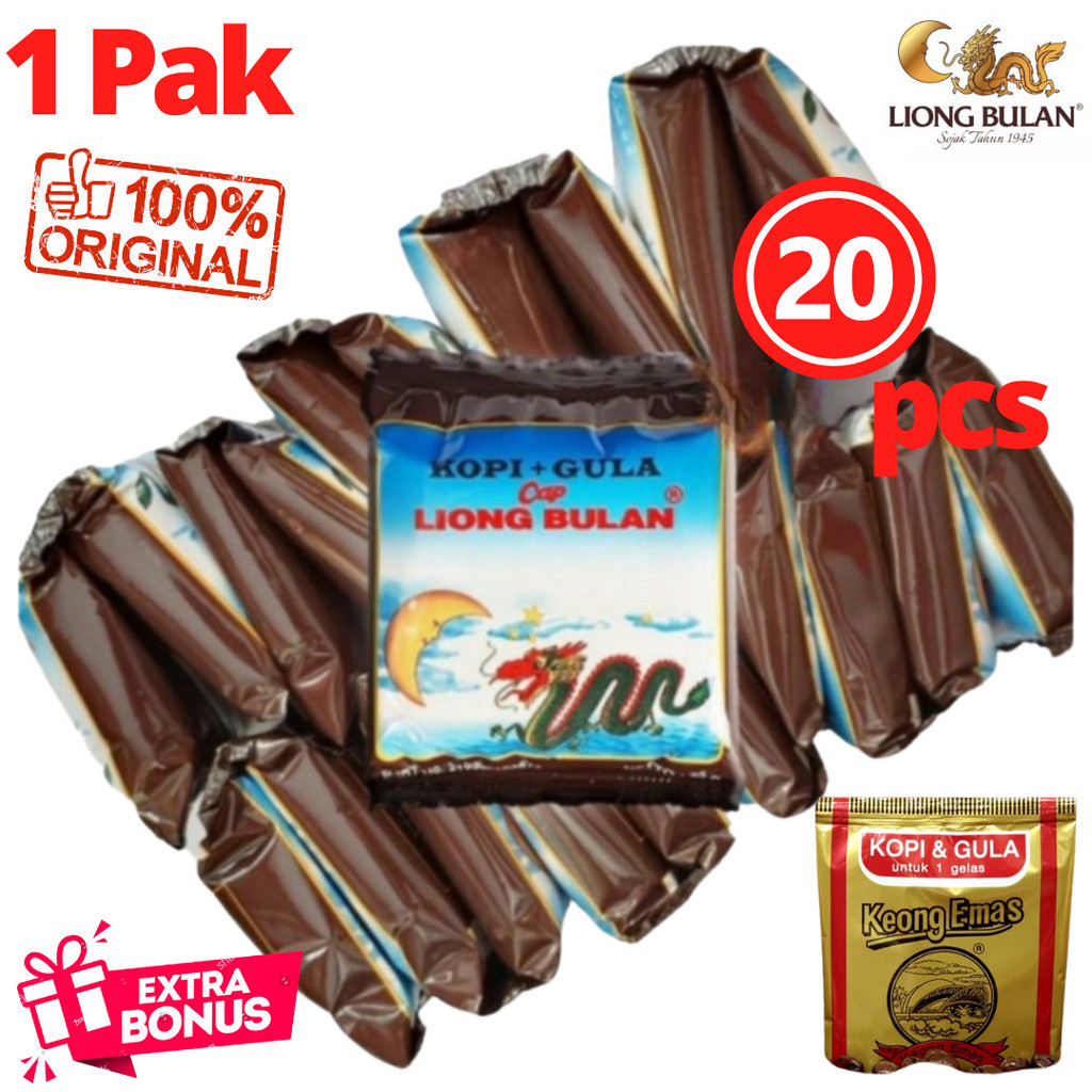 

KOPI LIONG BULAN KOPI & GULA 1PAK ISI 20PCS KOPI BUBUK KHAS BOGOR KOPI TUBRUK HITAM FREE BONUS KOPI KEONG EMAS MURAH MERIAH