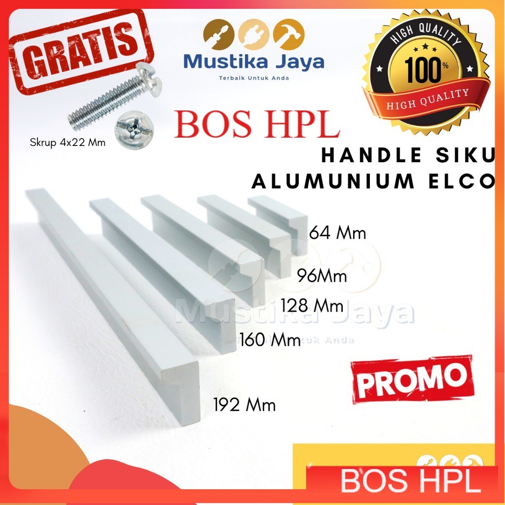 Handle Tarikan Gagang Lemari Laci Pintu Alumunium Elco Model Siku