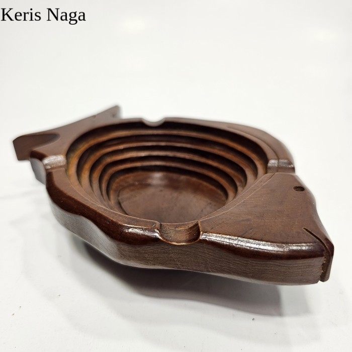 Asbak Unik Model Ikan Spiral Kerajinan Kayu Jati LSF4