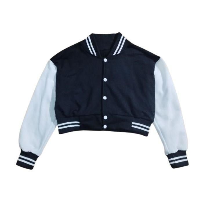 jaket baseball anak anak perempuan sweater crop top anak varsity krop usia 2-12 tahun
