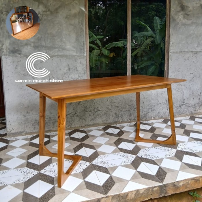 GFJ MEJA MAKAN KAYU JATI 200×120×75 CM / MEJA KAYU JATI / MEJA CAFE / MEJA KAKI V KAYU JATI