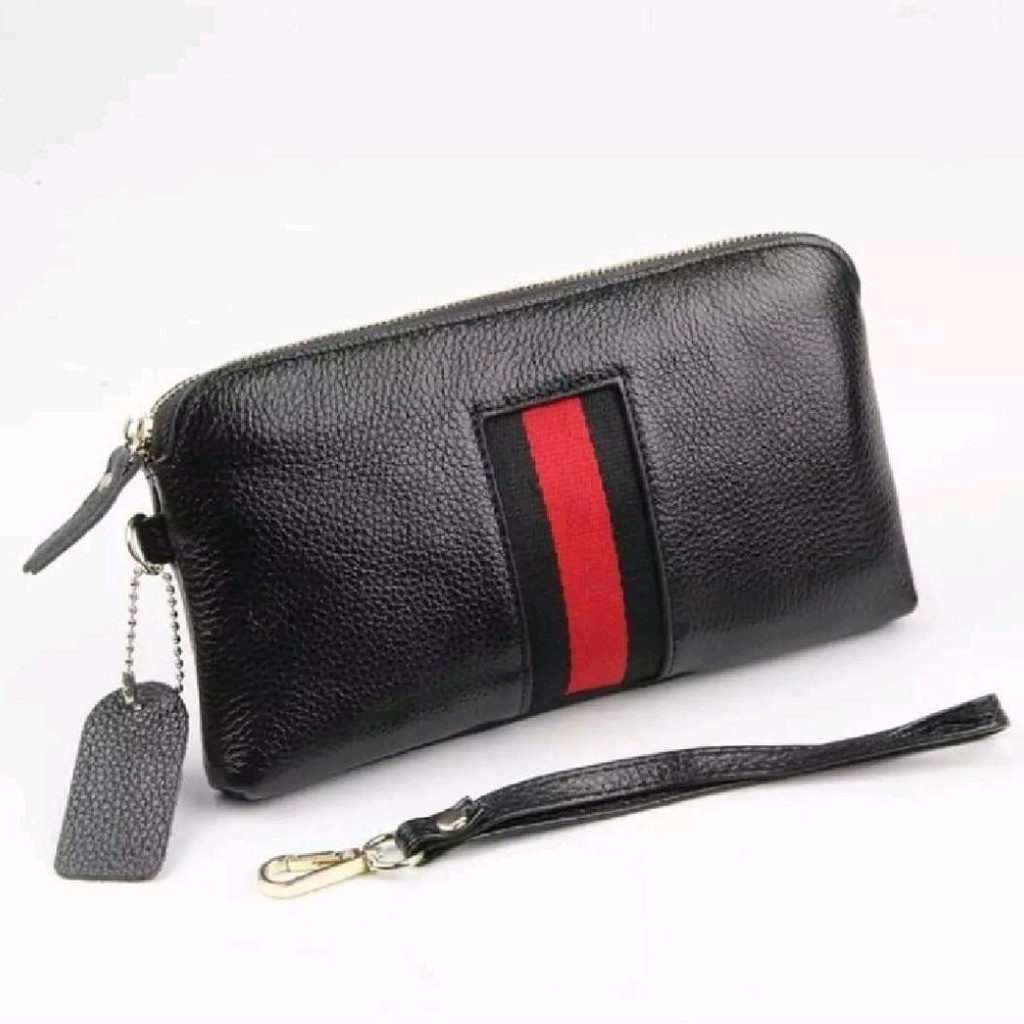 Dompet Wanita  Branded Kulit Terbaru Quality PU Leather Lock Women Purse Wallet/Tas Clutch Hitam pou