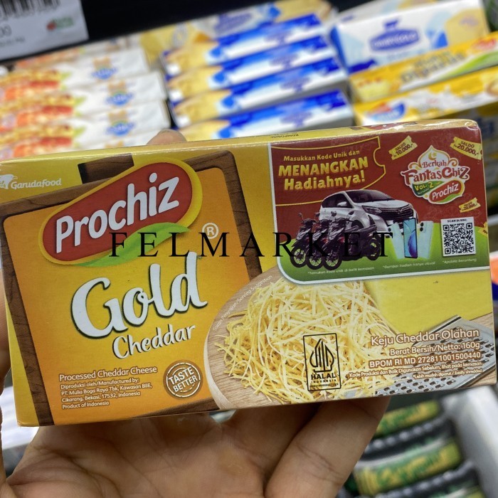 

Keju Prochiz Gold Cheddar Cheese / Keju Cheddar Olahan / 160 grm
