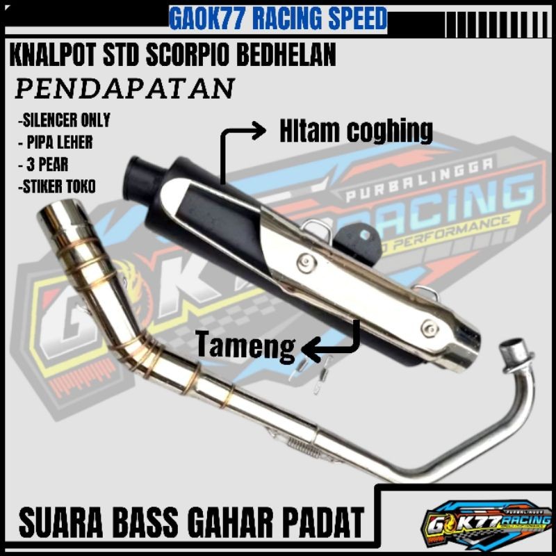 KNALPOT RACING SCORPIO STANDAR BEDHELAN/BOBOK ADEM SCORPIO VIXION TIGER GL CBR150R R15 CB150R MEGAPR
