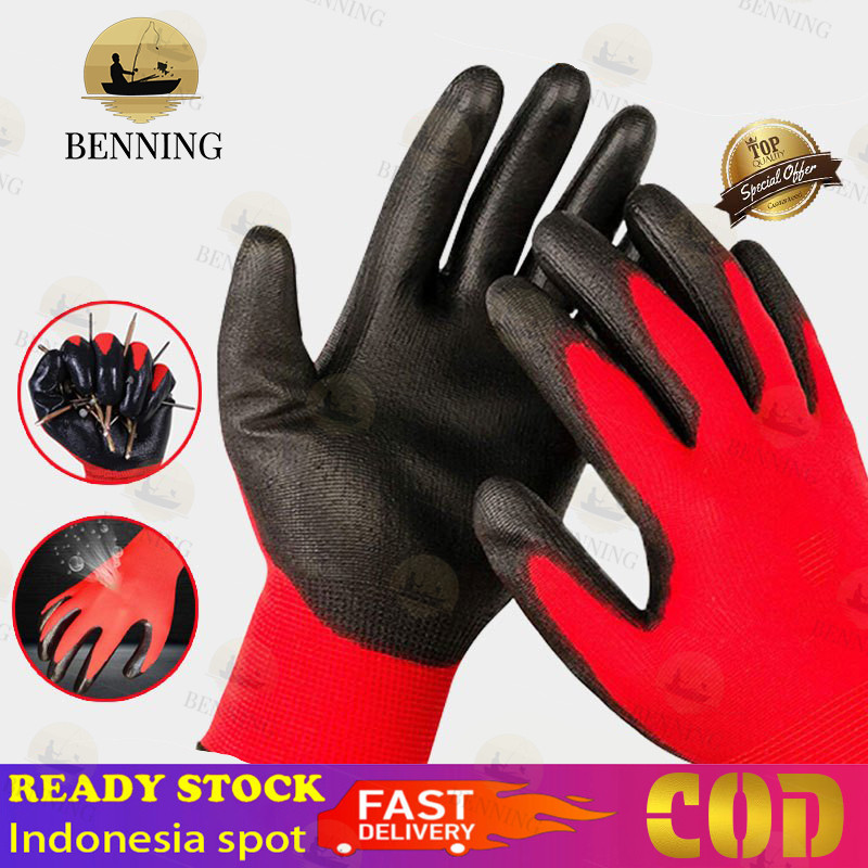 [12 Pasang] Sarung Tangan Kerja Kombinasi Katun Karet Anti Cutting Merk Lupo GROSIR TERMURAH [ST LUP