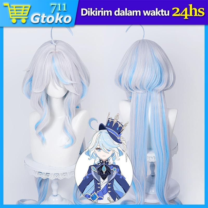 Wig Focalors Cosplay Rambut Palsu Genshin Impact Furina De Fontaine