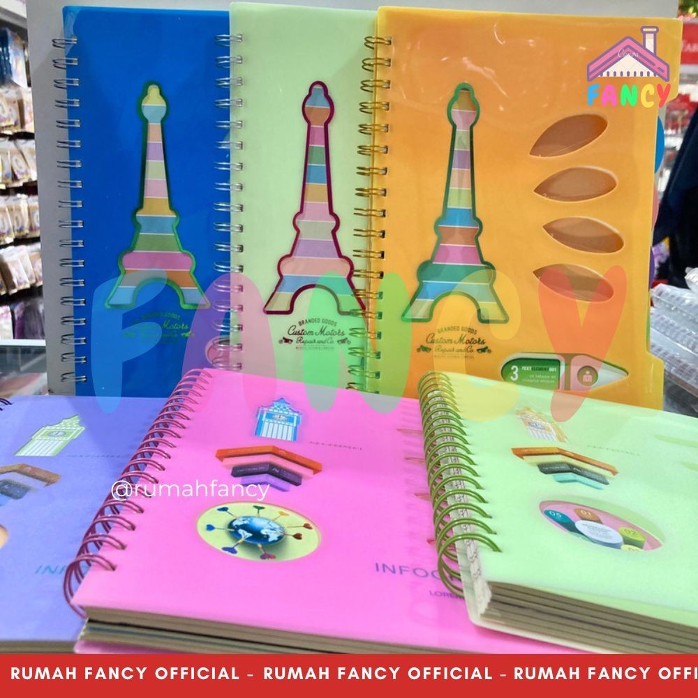 

Notebook Buku Spiral B5 Index TEBAL Motif Paris London Pembatas Buku/ Buku Catatan Spiral / Buku Spiral Hard Cover + Index