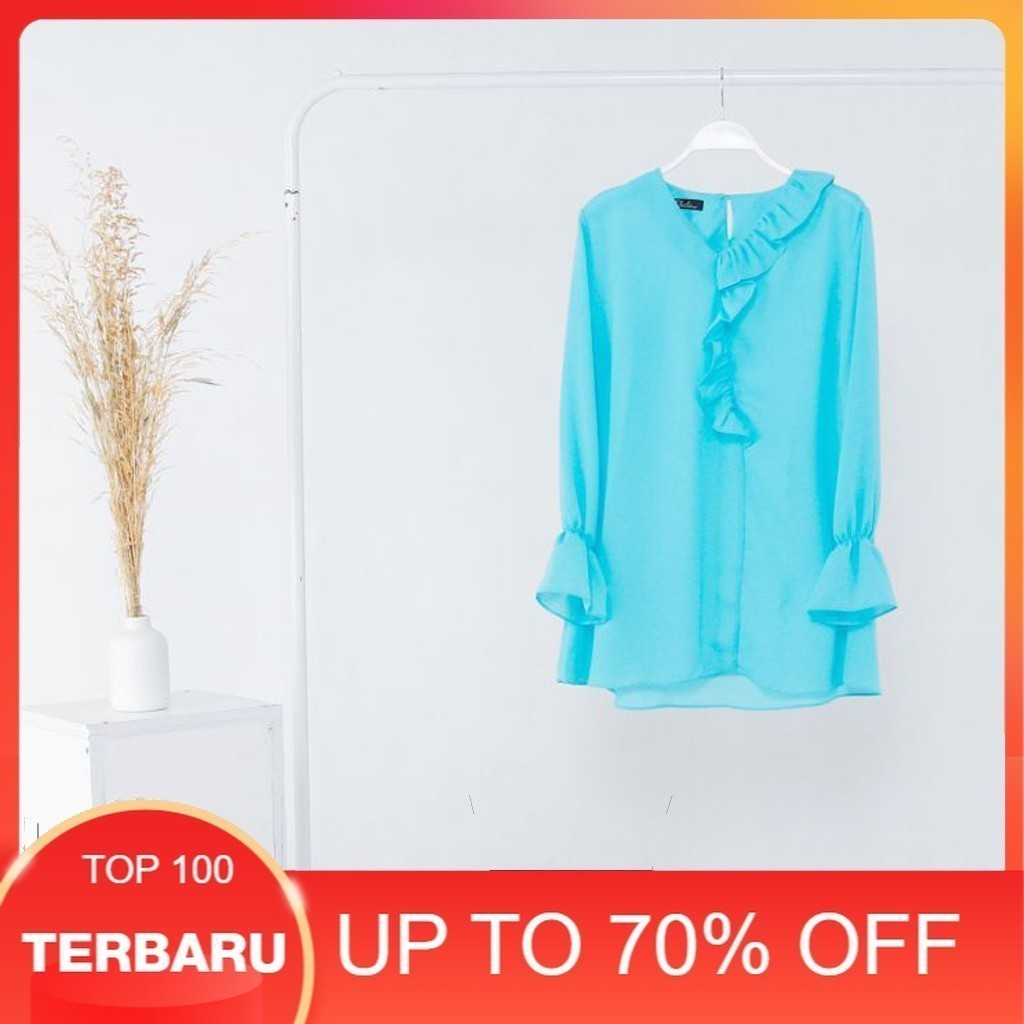 PROMO LEBARAN BLOUSE SHIRENIA WARNA PUTIH ATASAN WANITA || YURE BLOUSE RUFFLE Atasan Wanita || Kemej