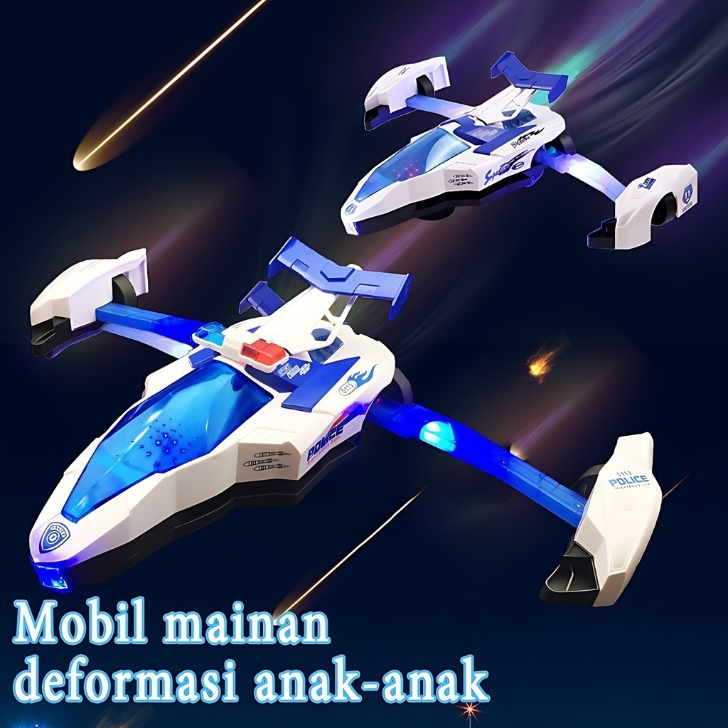 Anak-Anak Mobil Listrik Deformasi Sabuk Pesawat Multifungsi Mainan Pencahayaan Mobil.