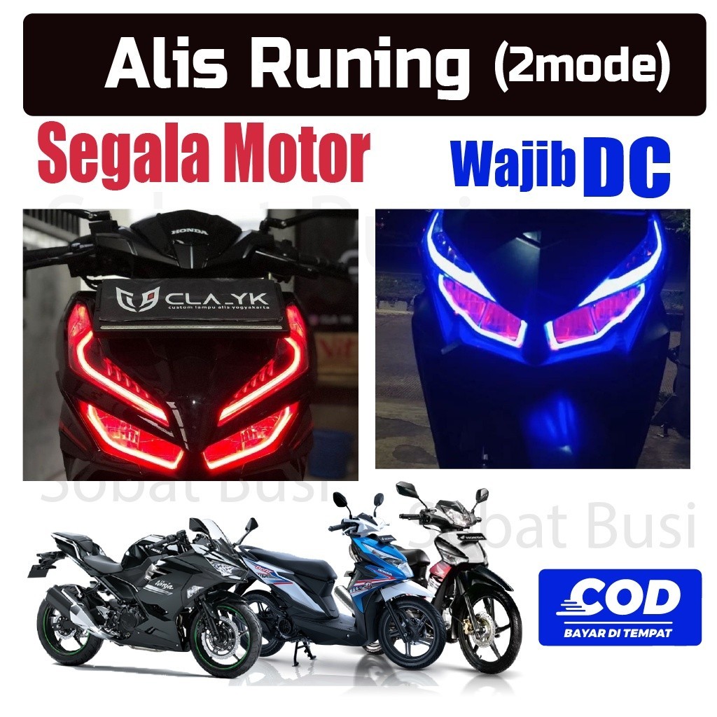 LAMPU Led ALIS 2 MODE RUNNING FLEXIBLE RUNNING Variasi2 volt DC  Aksesoris Variasi sein sen Motor Ma