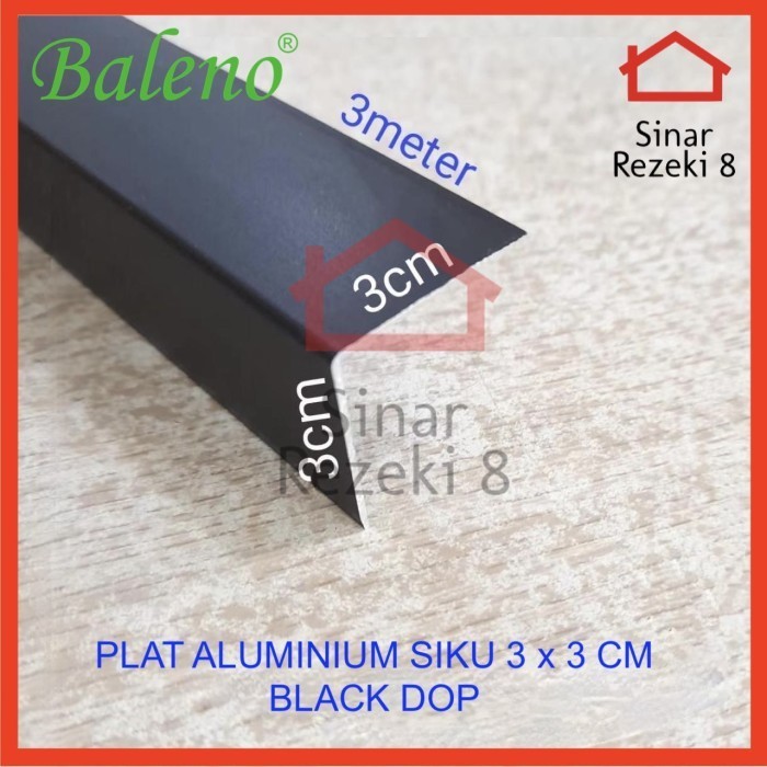 Plat Aluminium Siku L HITAM Doff 30 x 30 Baleno / List Edging Lis