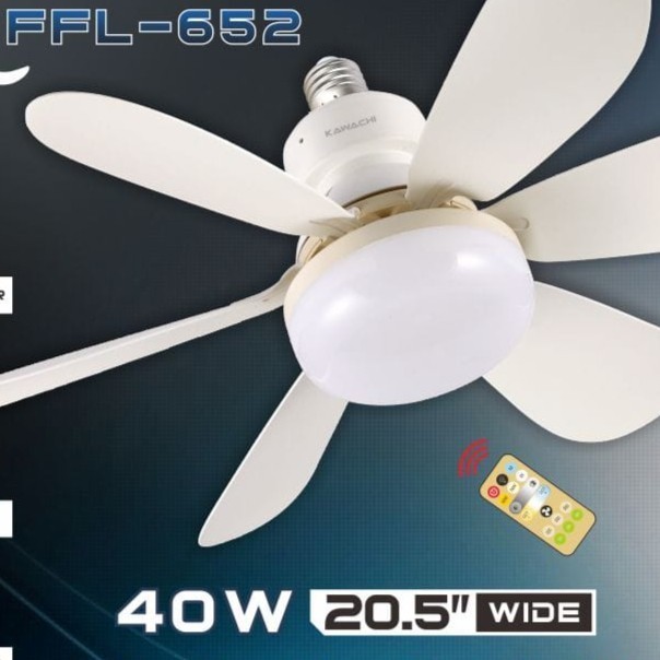 Kawachi Ceiling Fan E27 LED Flower Fan Light Lampu kipas Angin Remote