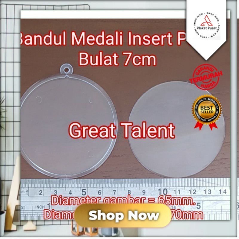 Custom Akrilik Bahan Bandul Medali Insert Paper Bulat 7cm TANPA TALI - Medali Akrilik Insert Paper - 1 pcs Plakat pusat