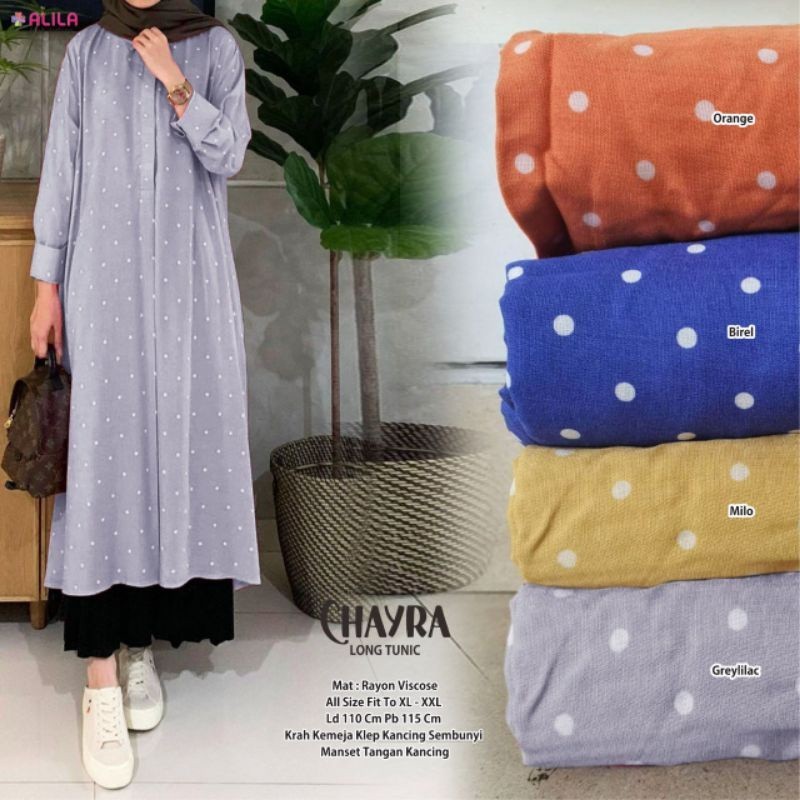 CALLIANA - COD AYZA DRESS - MIDI POLKA ORIGINAL ALILA CHAYRA ATASAN LONG TUNIK MIDI DRESS RAYON POLK